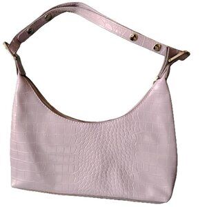 Zara shoulder bag in a light purple shade with a textured, crocodile-embossed p